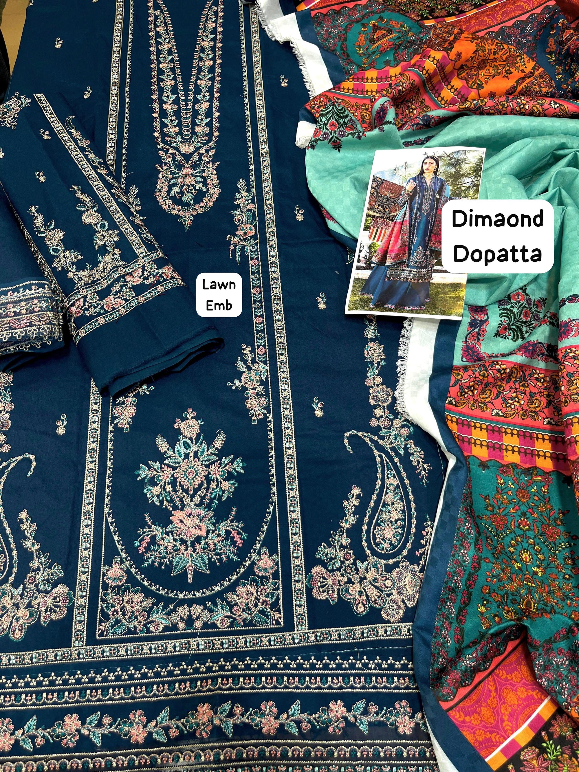 Hussain rehar   Luxury collection hit  Code  Available on Fine Quality Lawn with Indian chiffon    Dopatta